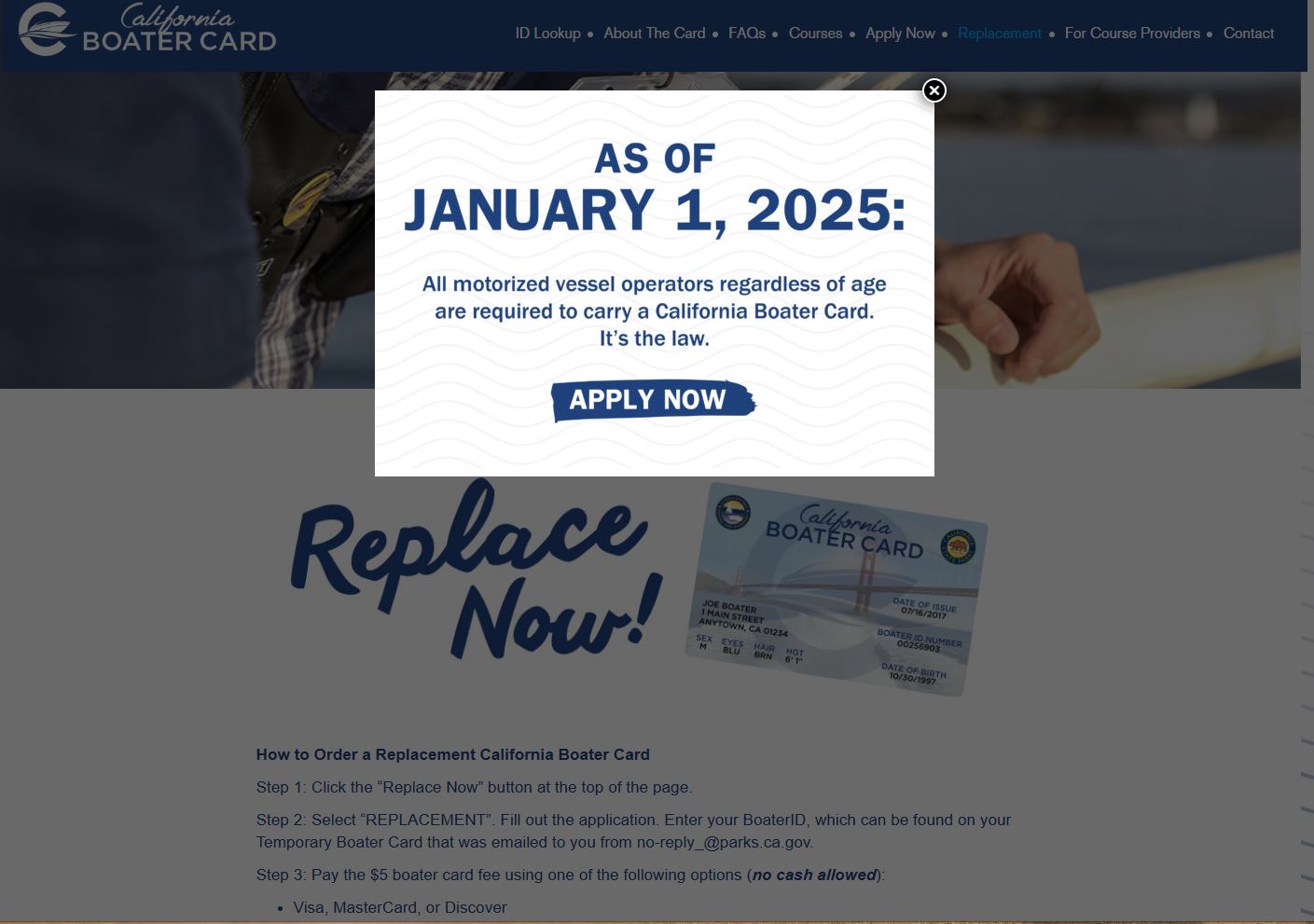 Required boaters Card
